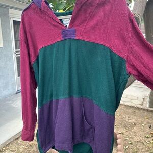 Vintage “Rosettes” Colorblock Waffle Knit Hoodie